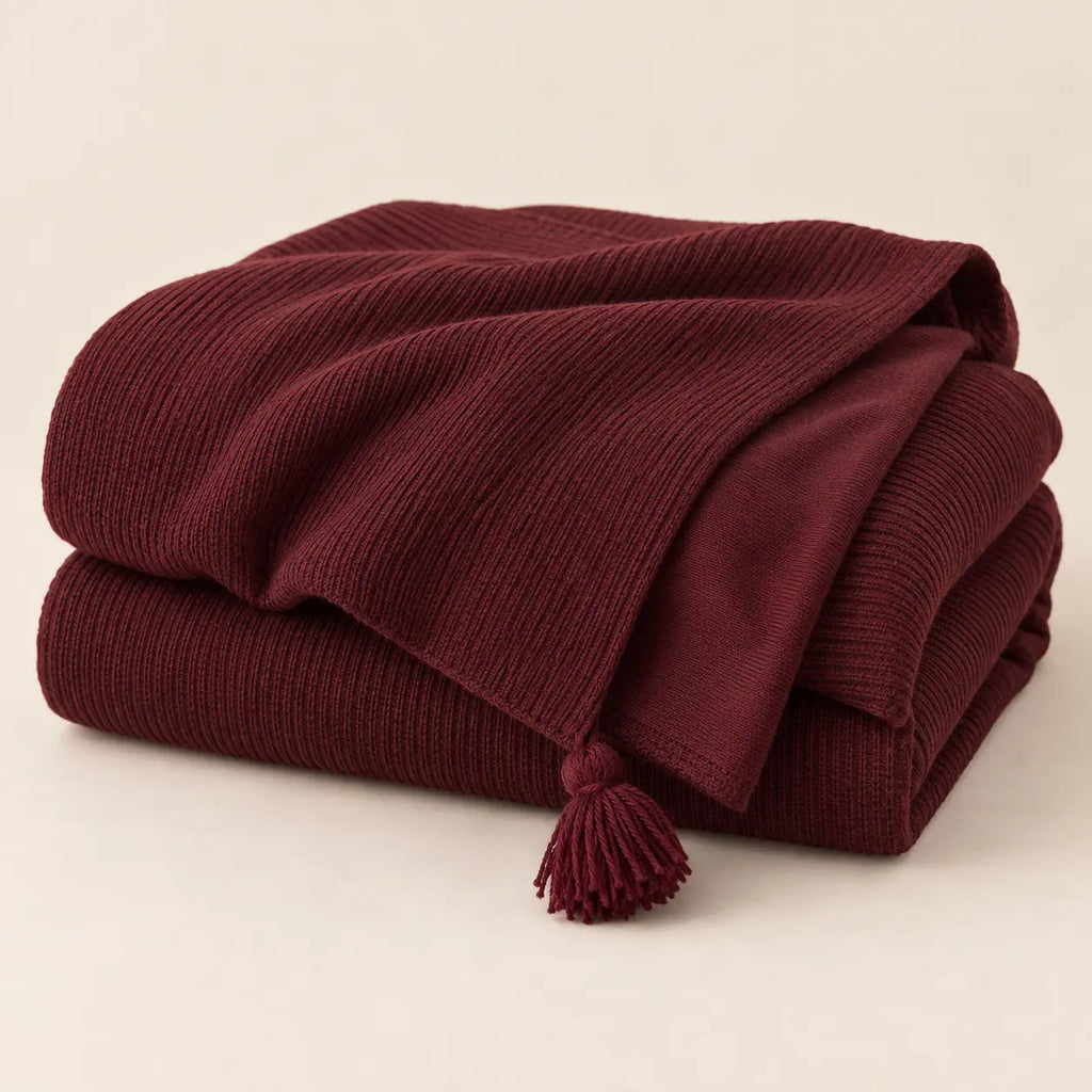 Burgundy Holm Ribbed Throw