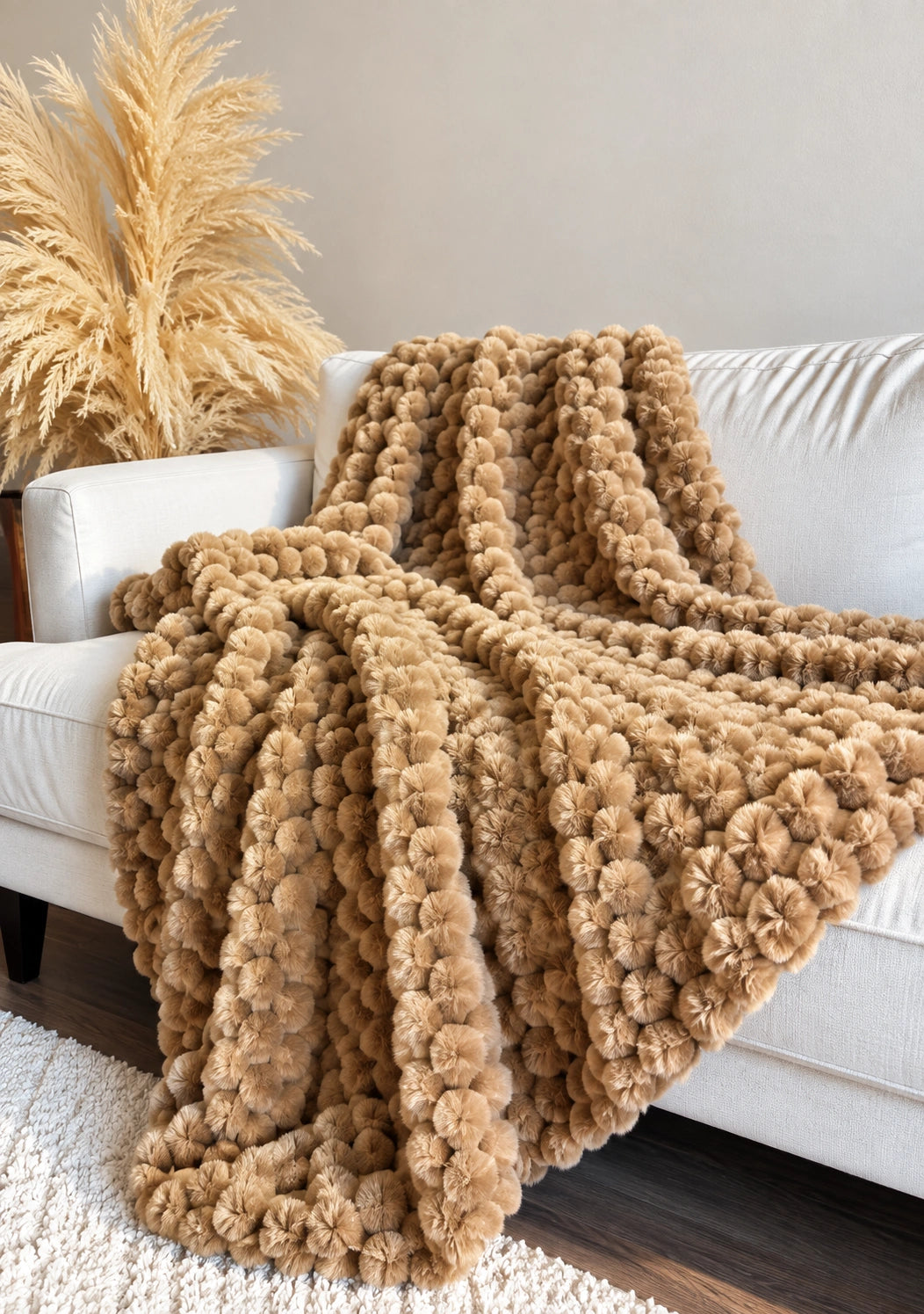 Camel / Tan Fluff Chunky Throw