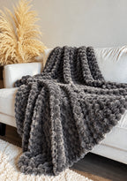 Charcoal Grey Fluff Chunky Throw