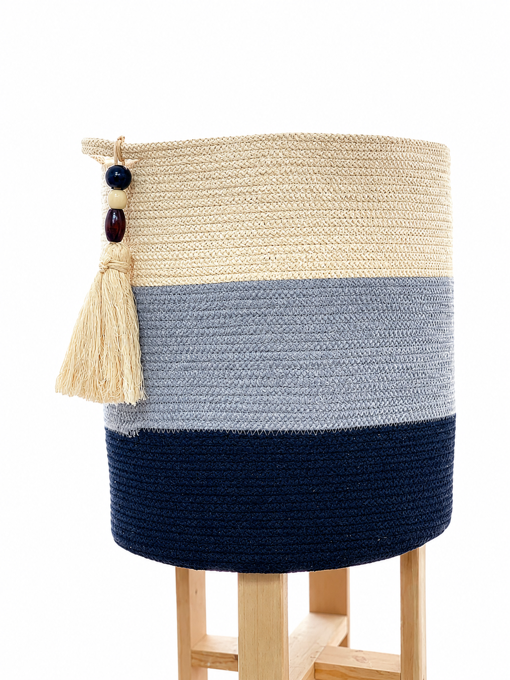 Ocean Stripe Woven Basket