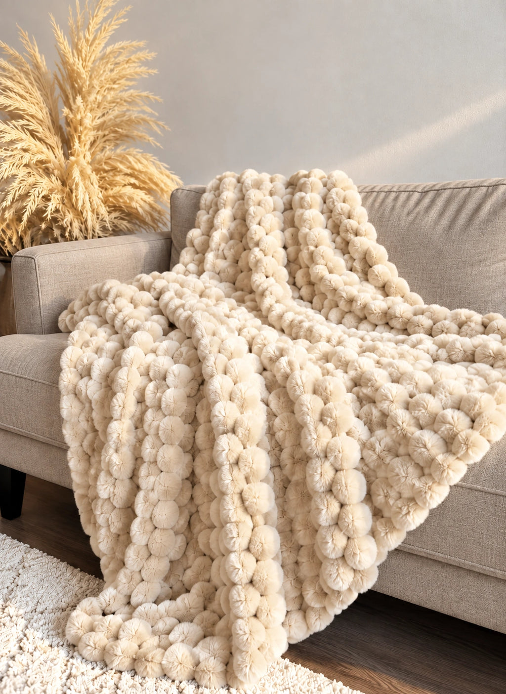 Cream Fluff Chunky Throw