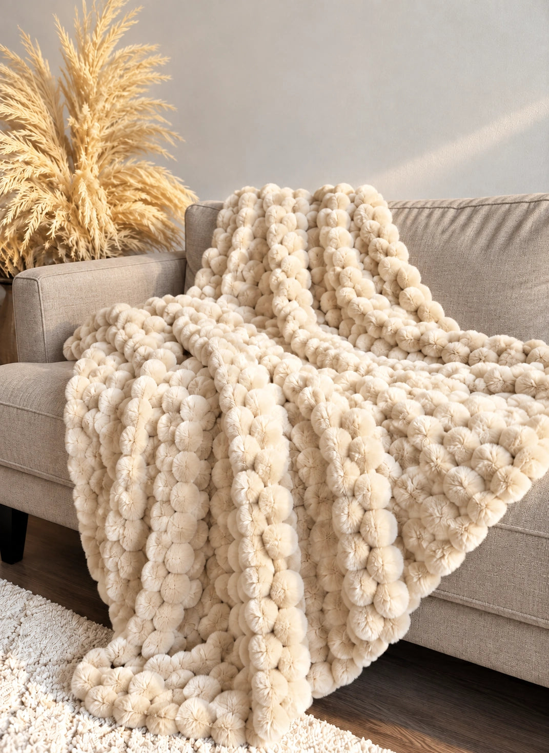 Cream Fluff Chunky Throw