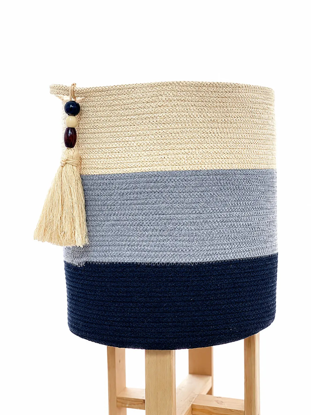 Ocean Stripe Woven Basket