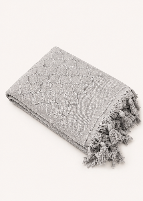 Patterned Light Grey Boho Throw