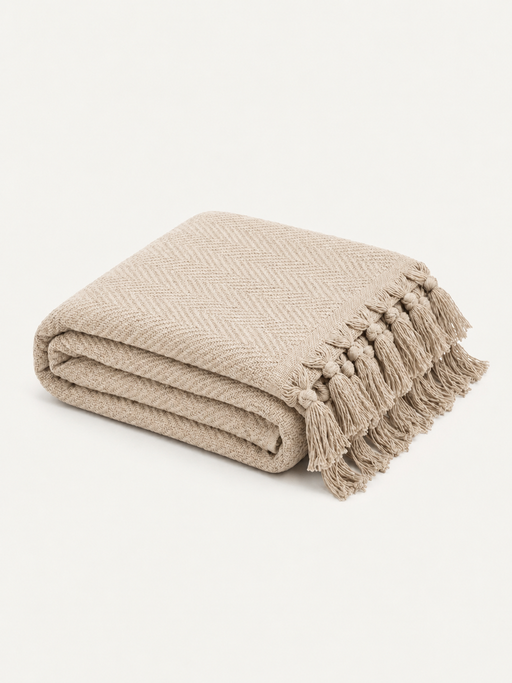 Plain Beige Boho Throw