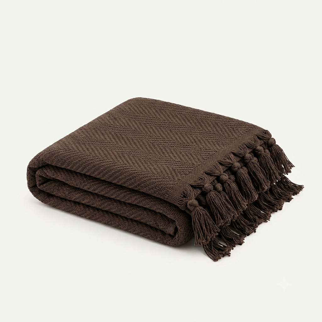 Plain Chocolate Brown Boho Throw