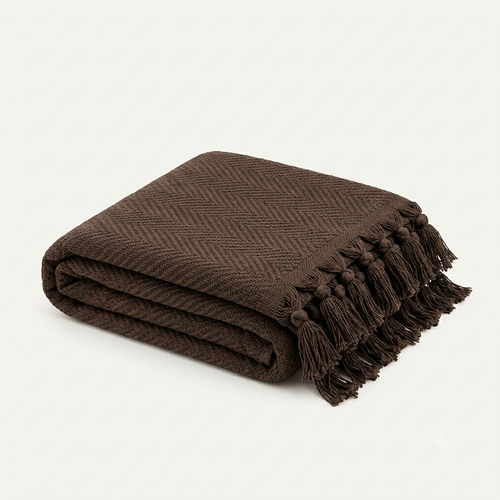 Plain Chocolate Brown Boho Throw