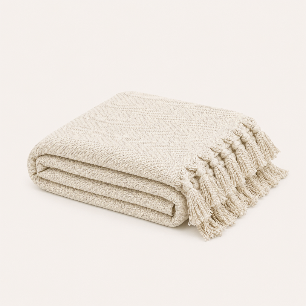 Plain off white Boho Throw
