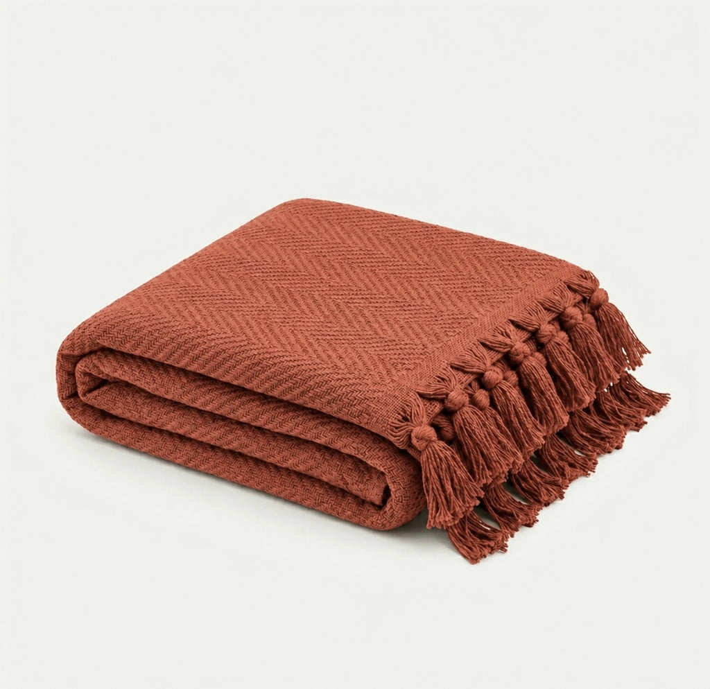 Plain terracotta Boho Throw
