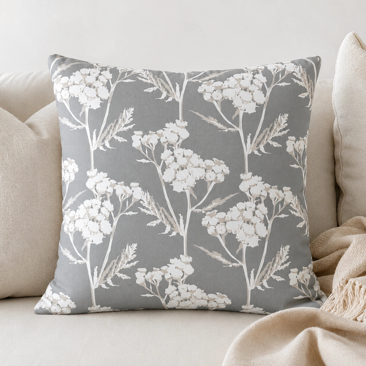 Grey Floral Cushion